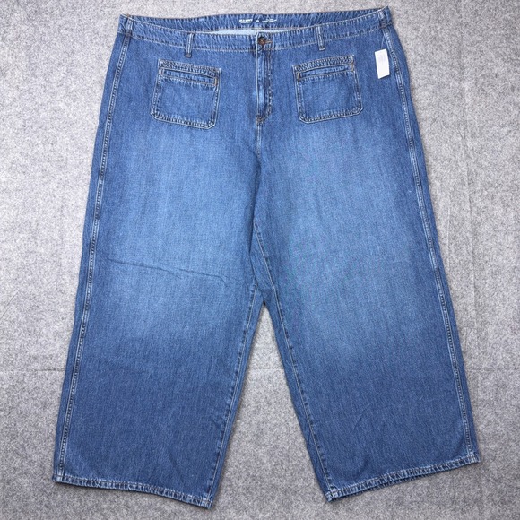 Old Navy Denim - Old Navy Jeans Womens‎ 26 Blue High-Rise Baggy Wide Leg Drapey Denim Pockets NEW
